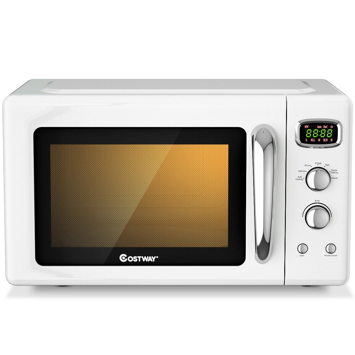 Costway, 0.9 Cu.ft Retro Countertop Compact Microwave Oven-White