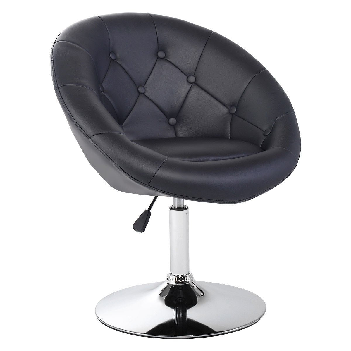 Costway, 1 PC Modern Adjustable Swivel Round PU Leather Chair-Black