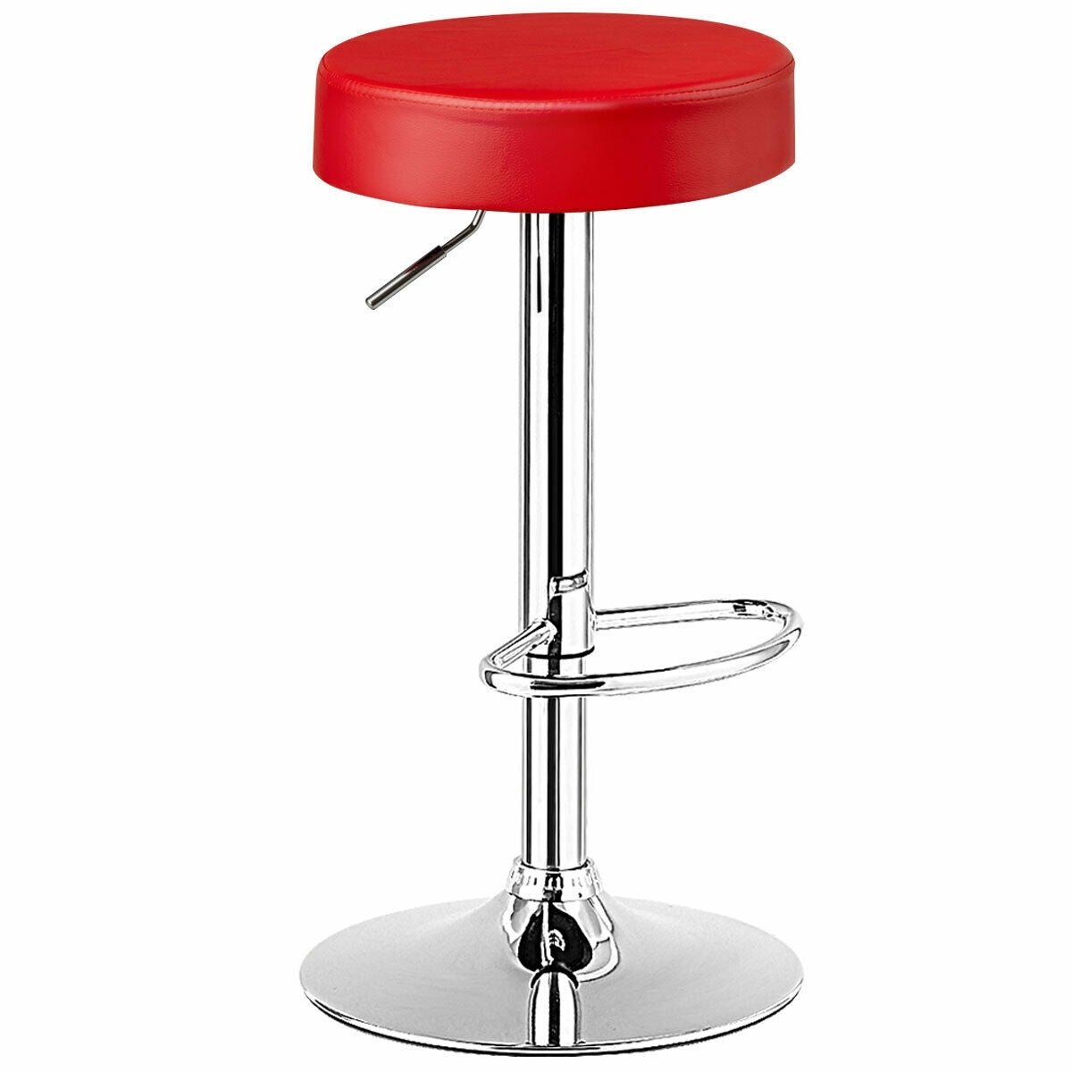 Costway, 1 PC Round Bar Stool Adjustable Swivel Pub Chair-Red