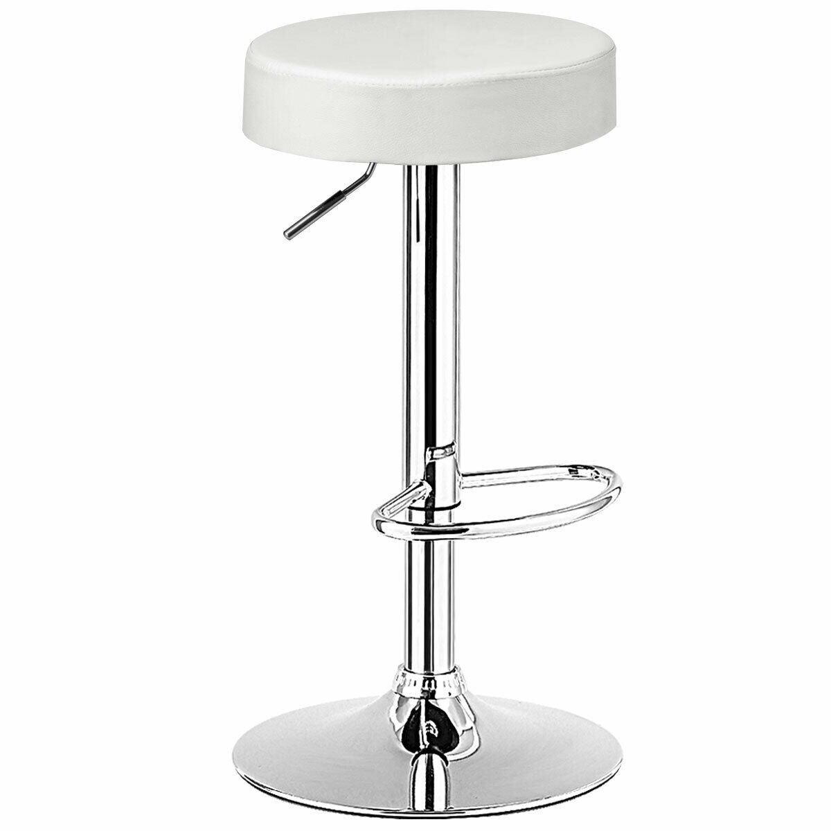 Costway, 1 PC Round Bar Stool Adjustable Swivel Pub Chair-White