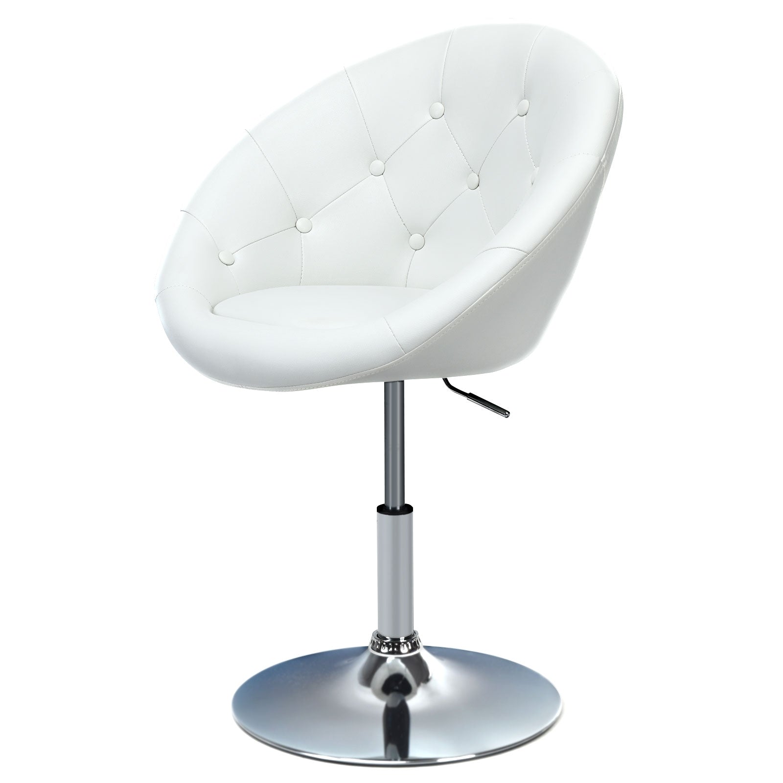 Costway, 1 Piece Adjustable Modern Swivel Round Tufted-White