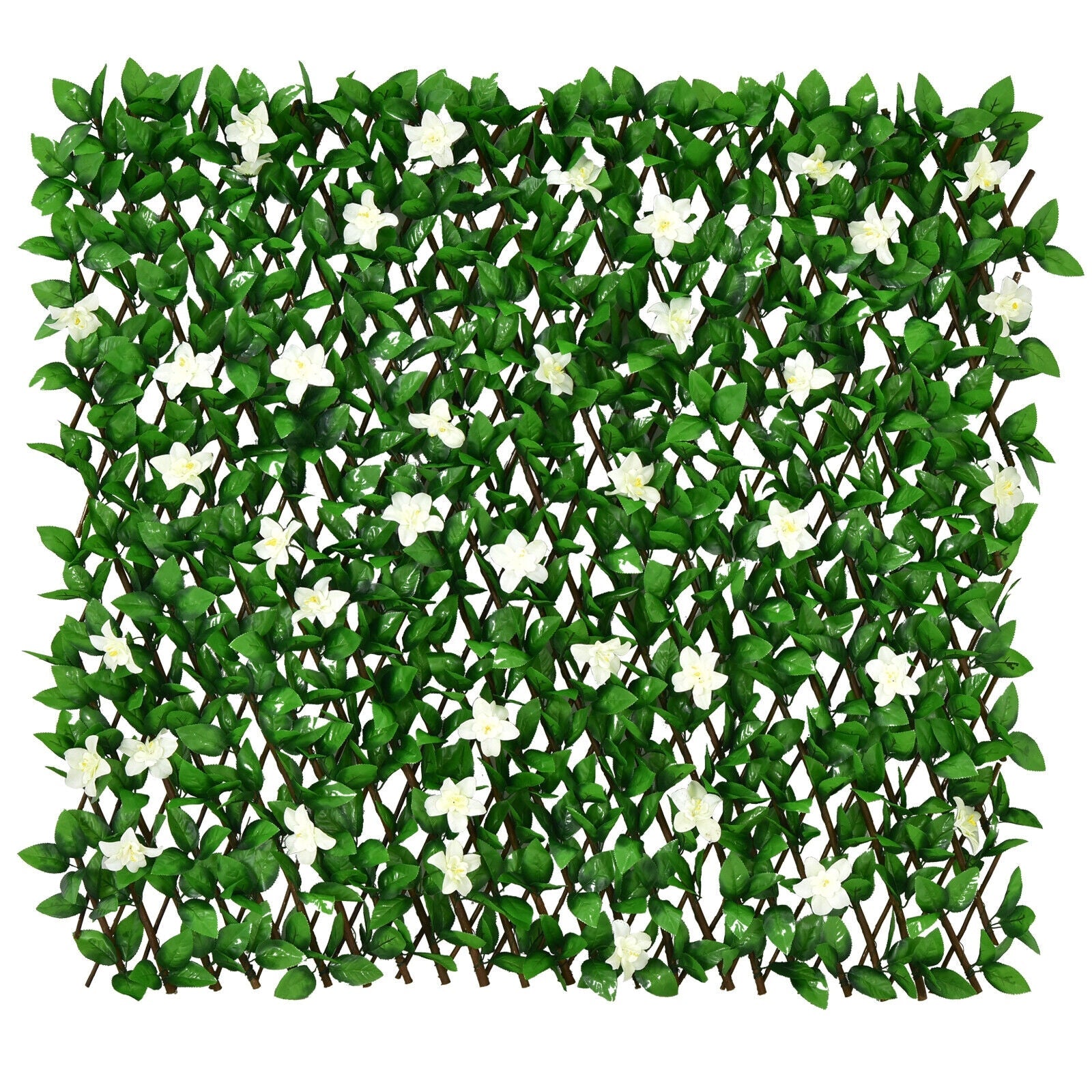 Relaxacare, 1 Piece Expandable Faux Ivy Privacy Screen Fence Panel Pack with Flower-White