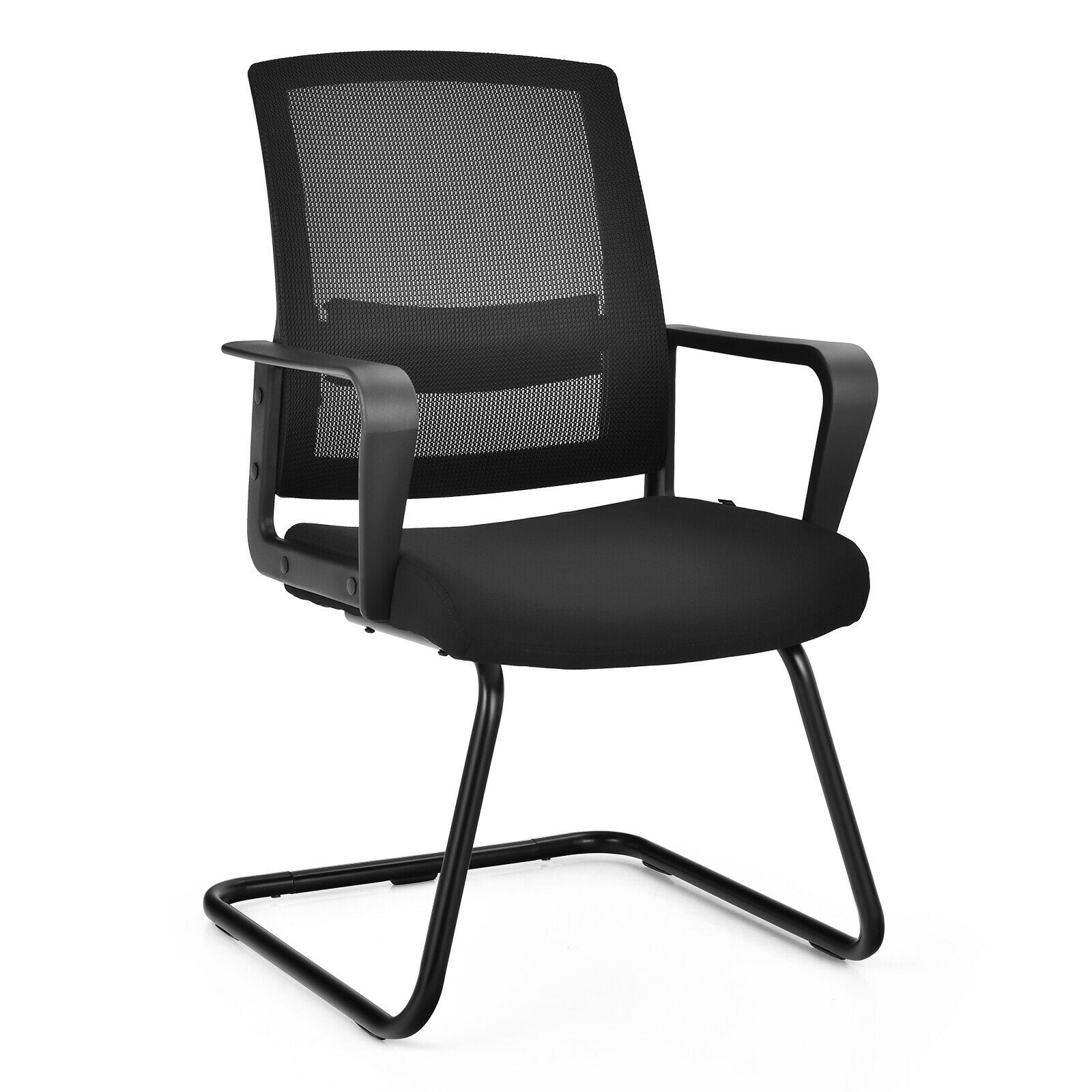 Costway, 1 Piece Mid Mesh Back Conference Chair with Lumbar Support-Black