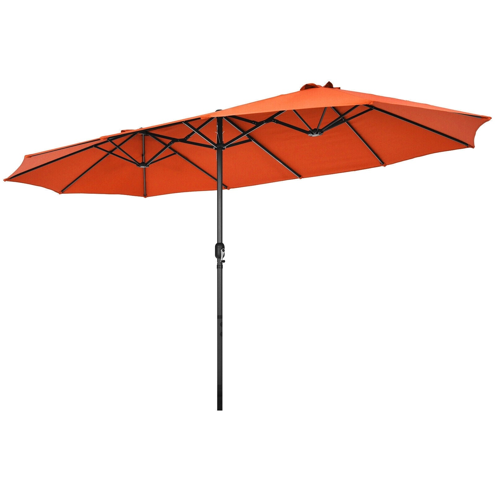 Costway, 15 Feet Patio Double-Sided Umbrella with Hand-Crank System-Orange