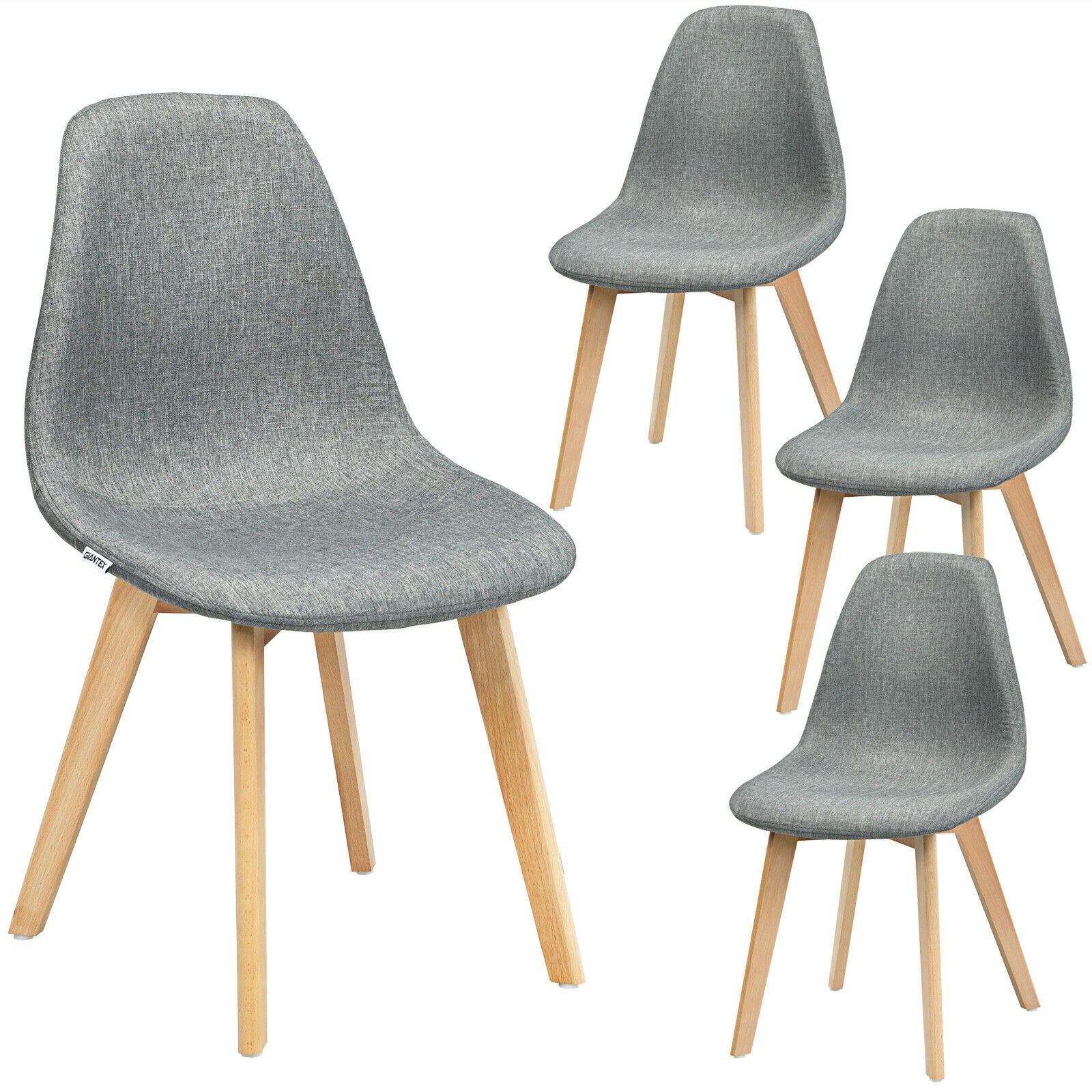 Costway, 4 Pieces Modern Dining Chair Set with Wood Legs and Fabric Cushion Seat