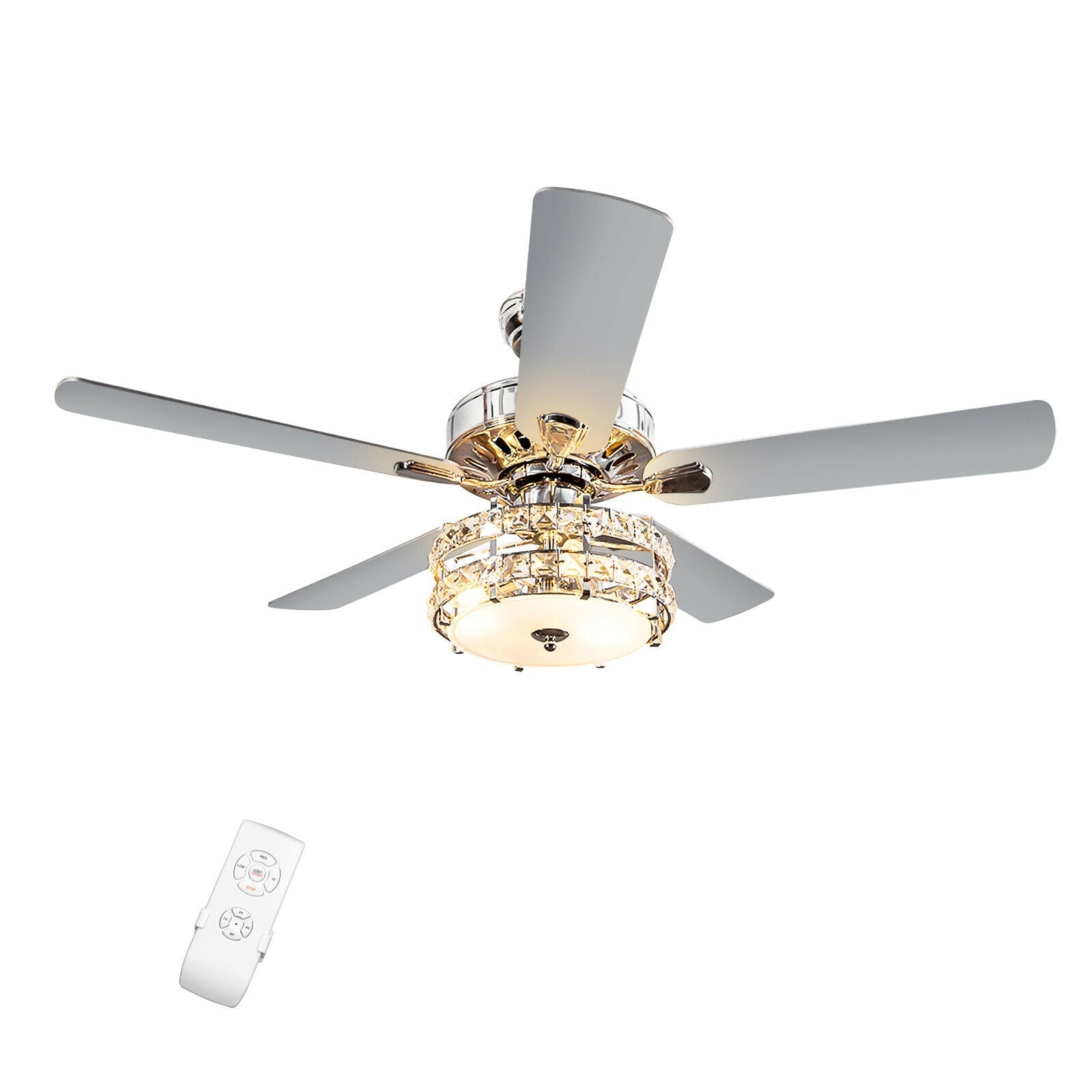 Costway, 52 Inch Classical Crystal Ceiling Fan Lamp