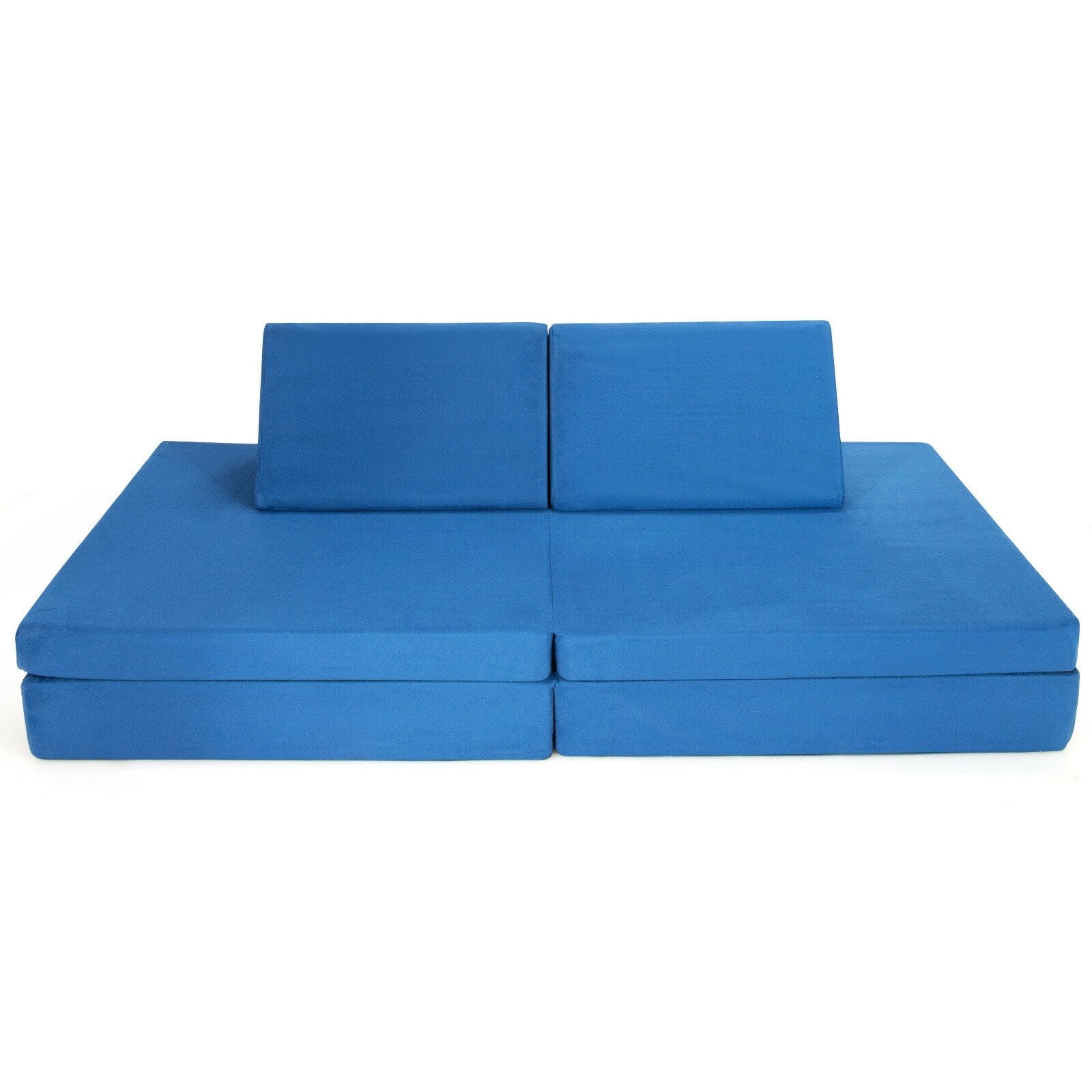 Costway, -backordered May 2023-4-Piece Convertible Kids Couch Set with 2 Folding Mats-Blue